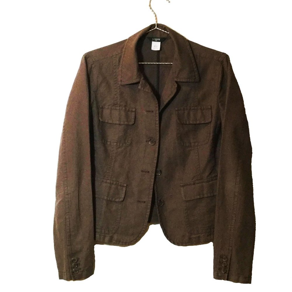 J Crew Dark Brown Unlined Jacket Sz L